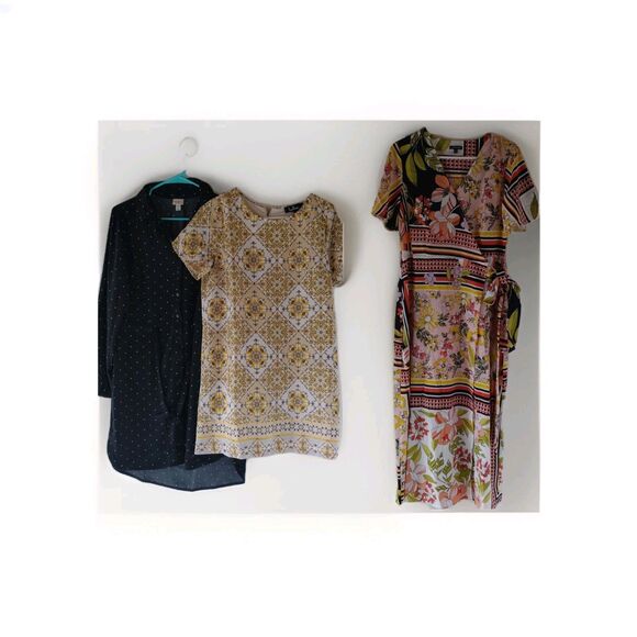 Bundle of 3 women's Dress lot Boho casual polka dot floral size M - Picture 1 of 10